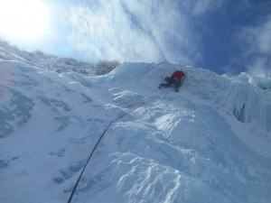 Sonne beim Eisklettern- herrlich!